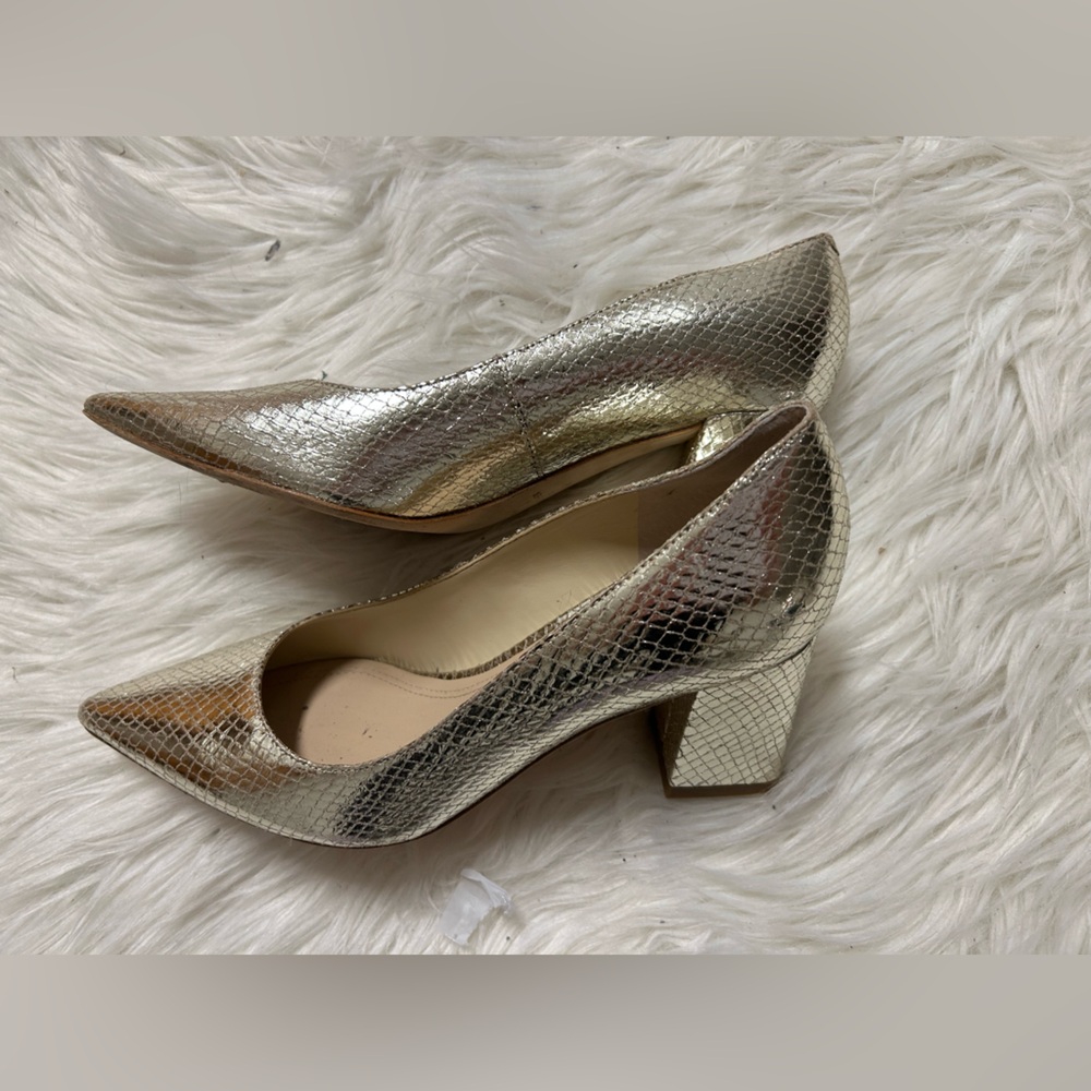 Marc Fisher Golden Block Heel Pumps 6.5